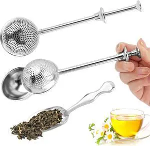 Tea Ball For Loose Leaf Tea, 2pcs Tea-Infuser With Spoon And Handle Stainless Steel Fine Mesh Ball Filter Snap Ball-Tea Strainer(3pcs) Tea Ball For Loose Leaf Tea, 2pcs Tea-Infuser With Spoon And Handle Stainless Steel Fine Mesh Ball Filter Snap Ball-Tea Strainer(3pcs)