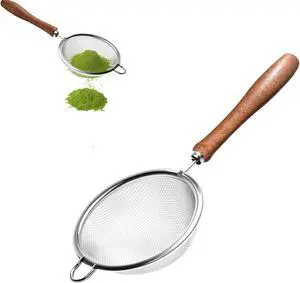 Matcha Sifter, 30-Mesh Fine Matcha Strainer with Natural Wood Handle, 3-Inch Stainless Steel Small Sieve for Matcha Tea, Chawan and Daily Latte Matcha Sifter, 30-Mesh Fine Matcha Strainer with Natural Wood Handle, 3-Inch Stainless Steel Small Sieve for Matcha Tea, Chawan and Daily Latte