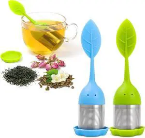 2 Pack Leaf Silicone Tea Strainers for Tea Leaves- Green, Blue 2 Pack Leaf Silicone Tea Strainers for Tea Leaves- Green, Blue