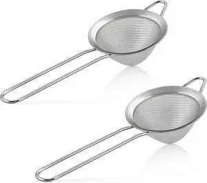 E-far Fine Mesh Strainer Set of 2, 3.3 Inches Stainless Steel Tea Strainer E-far Fine Mesh Strainer Set of 2, 3.3 Inches Stainless Steel Tea Strainer
