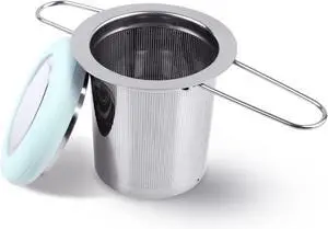 Tea Infuser Stainless Steel Tea Strainer Folding Handle Tea Filter Extra Fine Mesh Strainer Brewing Basket with Lid for Loose Leaf Tea (Light Blue) Tea Infuser Stainless Steel Tea Strainer Folding Handle Tea Filter Extra Fine Mesh Strainer Brewing Basket with Lid for Loose Leaf Tea (Light Blue)