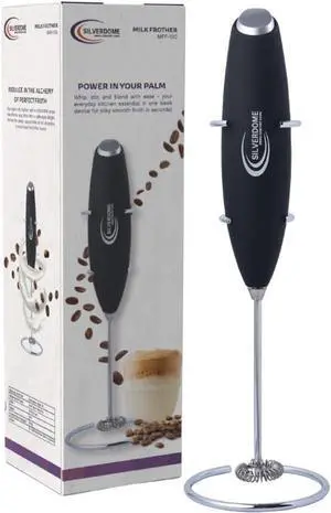 Silverdome's Powerful Handheld Milk Frother, Stainless Steel whisk for Silky Foam in Seconds, Battery Operated(Not Included), Perfect for café-style drinks, Coffee, Lattes, Cappuccino, Hot Chocolate. Silverdome's Powerful Handheld Milk Frother, Stainless Steel whisk for Silky Foam in Seconds, Battery Operated(Not Included), Perfect for café-style drinks, Coffee, Lattes, Cappuccino, Hot Chocolate.