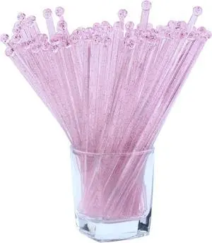 100 Pieces Disposable Plastic Round Top Clear Swizzle Sticks, Crystal Cake Stick, Cocktail Coffee Drink Stirrers Valentines Day 7.24 Inch (Pink) 100 Pieces Disposable Plastic Round Top Clear Swizzle Sticks, Crystal Cake Stick, Cocktail Coffee Drink Stirrers Valentines Day 7.24 Inch (Pink)