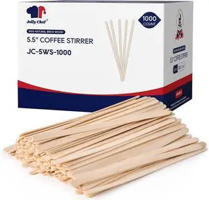 JOLLY CHEF 1000 Count Wooden Coffee Stirrers 5.5 inch JOLLY CHEF 1000 Count Wooden Coffee Stirrers 5.5 inch