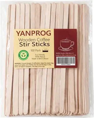 Wooden Coffee Stirrers 5.5" Coffee Stir Sticks 100 Pcs, Natural Birch Round End Thick Birch Wood Eco-Friendly Suitable for Coffee, Cocktail and Hot Drinks Wooden Coffee Stirrers 5.5" Coffee Stir Sticks 100 Pcs, Natural Birch Round End Thick Birch Wood Eco-Friendly Suitable for Coffee, Cocktail and Hot Drinks
