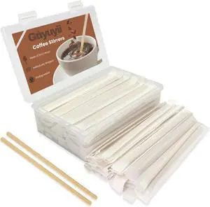 Guyuyii 200 Pcs 5.5" Coffee Stirrers Individually Wrapped with Storage Box Guyuyii 200 Pcs 5.5" Coffee Stirrers Individually Wrapped with Storage Box