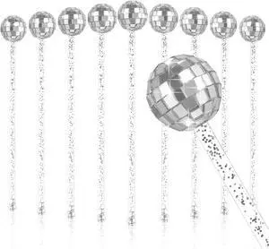 10 PCS DISCO BALL DRINK STIRRERS Glitter Drink Stirrers Lolipop Sticks Disposible for Last Disco disco bachelorette New Years Eve and wedding (silver) 10 PCS DISCO BALL DRINK STIRRERS Glitter Drink Stirrers Lolipop Sticks Disposible for Last Disco disco bachelorette New Years Eve and wedding (silver)