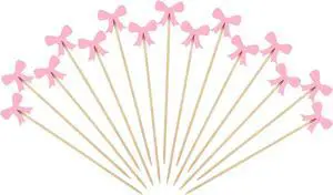Tioncy 100 Pcs Pink Bow Toothpicks, Cocktail Picks for Appetizers Party Tioncy 100 Pcs Pink Bow Toothpicks, Cocktail Picks for Appetizers Party
