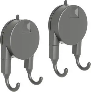 Strong Suction Cup Hooks for Shower, Bathroom, Kitchen, Heavy Duty Hangers for Door Wreaths, Robe, loofah, Towel, Utensils, Removable Wall Hooks for Tile, Glass, Mirror (2 Pack-Gunmetal) Strong Suction Cup Hooks for Shower, Bathroom, Kitchen, Heavy Duty Hangers for Door Wreaths, Robe, loofah, Towel, Utensils, Removable Wall Hooks for Tile, Glass, Mirror (2 Pack-Gunmetal)