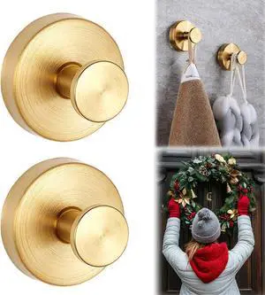 Suction Cup Hooks for Wreaths on Glass, No-Drill Suction Cup Hooks Wreath Hangers for Front Doors, Metal Towel Hooks for Showers Bathrooms Mirrors (2-Pack,Gold) Suction Cup Hooks for Wreaths on Glass, No-Drill Suction Cup Hooks Wreath Hangers for Front Doors, Metal Towel Hooks for Showers Bathrooms Mirrors (2-Pack,Gold)
