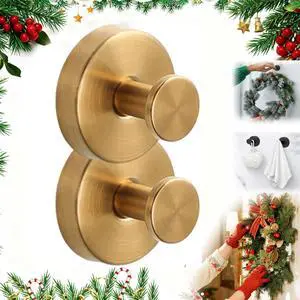 Suction Cup Hooks for Wreaths on Glass, No-Drill Suction Cup Hooks, Wreath Hangers for Front Doors, Reusable Metal Towel Hooks for Showers Bathrooms Mirrors (Gold*2) Suction Cup Hooks for Wreaths on Glass, No-Drill Suction Cup Hooks, Wreath Hangers for Front Doors, Reusable Metal Towel Hooks for Showers Bathrooms Mirrors (Gold*2)