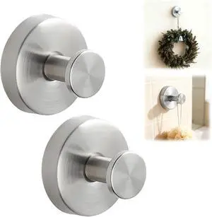 Suction Cup Hooks for Wreaths, 2025 New No-Drill Wreath Hangers Strong Hold No Drill Hangers for Bathroom for Front Doors, Functional Metal Towel Hooks for Showers & Bathroom Mirrors (2, Silver) Suction Cup Hooks for Wreaths, 2025 New No-Drill Wreath Hangers Strong Hold No Drill Hangers for Bathroom for Front Doors, Functional Metal Towel Hooks for Showers & Bathroom Mirrors (2, Silver)