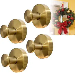 4Pcs New Model No-Drill Suction Cup Hooks, Wreath Hangers for Front Door, Wreath Hangers for Front Doors, Removable Hooks, Towel Hooks (Gold) 4Pcs New Model No-Drill Suction Cup Hooks, Wreath Hangers for Front Door, Wreath Hangers for Front Doors, Removable Hooks, Towel Hooks (Gold)