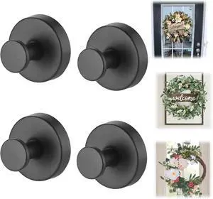 4 Pack Heavy Duty Suction Cup Hooks, Matte Black Rustproof Hooks for Bathroom Towel Hanging, Shower Robe, Front Door Wreath, Kitchen Utensils Strong Adhesive Hooks No Drilling 4 Pack Heavy Duty Suction Cup Hooks, Matte Black Rustproof Hooks for Bathroom Towel Hanging, Shower Robe, Front Door Wreath, Kitchen Utensils Strong Adhesive Hooks No Drilling