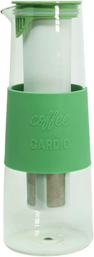 Coffee Over Cardio Cold Brew Glass Coffee Maker, Makes 4-6 Servings, BPA Free, Non Slip Silicone Grip Coffee Over Cardio Cold Brew Glass Coffee Maker, Makes 4-6 Servings, BPA Free, Non Slip Silicone Grip