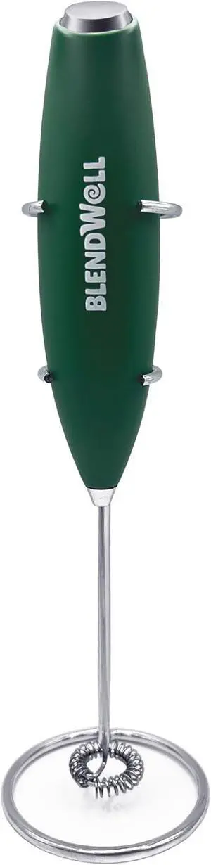 BlendWell Electric Milk Frother for Matcha and Coffee, Handheld Battery Operated Drink Mixer with Stand, Stainless Steel Whisk, Green BlendWell Electric Milk Frother for Matcha and Coffee, Handheld Battery Operated Drink Mixer with Stand, Stainless Steel Whisk, Green