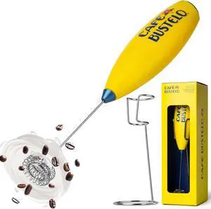 Café Bustelo Electric Coffee Milk Frother Handheld Battery-Operated Drink Mixer with Stainless Steel Whisk & Stand, Bold Yellow Design, Perfect for Lattes, Cappuccinos & Café-Style Coffee Drinks Café Bustelo Electric Coffee Milk Frother Handheld Battery-Operated Drink Mixer with Stainless Steel Whisk & Stand, Bold Yellow Design, Perfect for Lattes, Cappuccinos & Café-Style Coffee Drinks