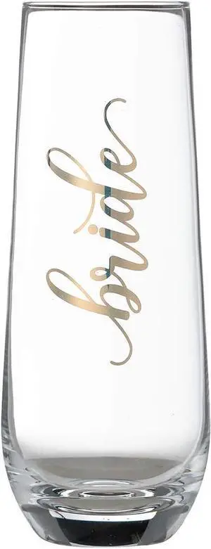 Lillian Rose Gold "Bride" Stemless Champagne Glass Lillian Rose Gold "Bride" Stemless Champagne Glass