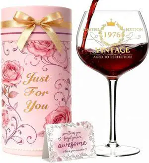 DeeCoo 50TH Birthday Gifts for Women, Vintage 1976 Engraved 16 oz Wine Glass, 50 Year Old Birthday Decorations, Funny Birthday Gift Idea for Her, Friends, Daughter, Sister, Mom - Turning 50 Present DeeCoo 50TH Birthday Gifts for Women, Vintage 1976 Engraved 16 oz Wine Glass, 50 Year Old Birthday Decorations, Funny Birthday Gift Idea for Her, Friends, Daughter, Sister, Mom - Turning 50 Present