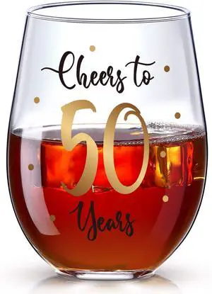 Patelai 50th Birthday Wine Glass to 50 Years 50th Birthday Gifts for Women and Men Fabulous Gold Stemless Wine Glass Present Party Wedding Anniversary Party Decorations, 17 oz Stemless Patelai 50th Birthday Wine Glass to 50 Years 50th Birthday Gifts for Women and Men Fabulous Gold Stemless Wine Glass Present Party Wedding Anniversary Party Decorations, 17 oz Stemless