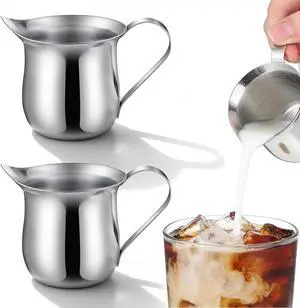 Stainless Steel Creamer Pitcher 60ml 2PCS Stainless Steel Bell Creamer, Milk Frother Cup Small Frothing Pitcher for Coffee Barista Cappuccino Shop Restaurant Bakery Kitchen Stainless Steel Creamer Pitcher 60ml 2PCS Stainless Steel Bell Creamer, Milk Frother Cup Small Frothing Pitcher for Coffee Barista Cappuccino Shop Restaurant Bakery Kitchen