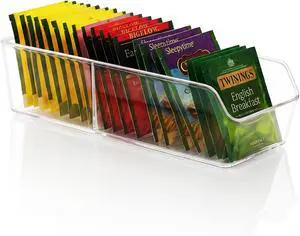 Tea Bag Organizer, Tea Bag Holder, Clear Plastic Tea Organizer for Cabinet, 2 Compartment Storage for Tea, Coffee, Sugar, Seasoning Packets, Fridge, Tabletop, Kitchen Countertop Tea Bag Organizer, Tea Bag Holder, Clear Plastic Tea Organizer for Cabinet, 2 Compartment Storage for Tea, Coffee, Sugar, Seasoning Packets, Fridge, Tabletop, Kitchen Countertop