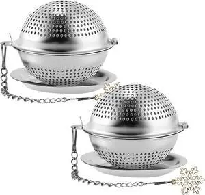 Numola 2Pcs Tea Ball Infuser - Locking Clasp Tea Strainer with Chain, Food Grade 304 Stainless Steel Loose Leaf Tea Steeper for Herbal/Green/Black Tea - Reusable Tea Infuser for Home, Office & Travel Numola 2Pcs Tea Ball Infuser - Locking Clasp Tea Strainer with Chain, Food Grade 304 Stainless Steel Loose Leaf Tea Steeper for Herbal/Green/Black Tea - Reusable Tea Infuser for Home, Office & Travel