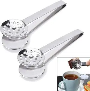 TraderPlus 2 Pack Stainless Steel Tea Bag Squeezer Tongs Strainer Grip TraderPlus 2 Pack Stainless Steel Tea Bag Squeezer Tongs Strainer Grip