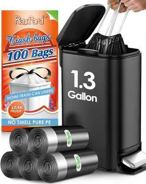 Small Drawstring Trash Bags 1.3 Gallon, Black, 100 Count Small Drawstring Trash Bags 1.3 Gallon, Black, 100 Count