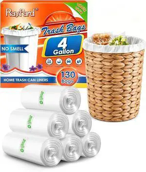 4 Gallon Trash Bags, 130 Count, Clear Small Bathroom Garbage Bags 4 Gallon Trash Bags, 130 Count, Clear Small Bathroom Garbage Bags