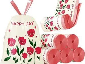 4 Gallon Trash Bags 100pcs Drawstring Tearing-free for Bathroom Office Home Bedroom Trash Can with Pink Floral Printed Garbage Basket Bags (4Gallon 100pcs) 4 Gallon Trash Bags 100pcs Drawstring Tearing-free for Bathroom Office Home Bedroom Trash Can with Pink Floral Printed Garbage Basket Bags (4Gallon 100pcs)