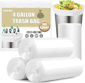 Small Trash Bags 4 Gallon - 100 Count 4 Gallon Trash Bag, Small Garbage Bags for Office Bedroom Bathroom Trash Bags, White 4 Gal Small Trash Can Liners Small Trash Bags 4 Gallon - 100 Count 4 Gallon Trash Bag, Small Garbage Bags for Office Bedroom Bathroom Trash Bags, White 4 Gal Small Trash Can Liners