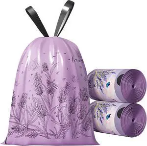 100pcs 2.6 Gallon Small Trash Bags Tearing-Free Drawstring for Bathroom Office Home Bedroom Trash Can with Purple Lavender Printed Garbage Basket Bags (2.6 Gallon Purple, 100 Count) 100pcs 2.6 Gallon Small Trash Bags Tearing-Free Drawstring for Bathroom Office Home Bedroom Trash Can with Purple Lavender Printed Garbage Basket Bags (2.6 Gallon Purple, 100 Count)