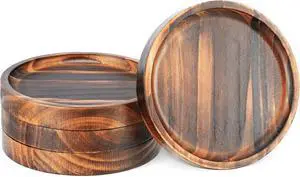 Set of 4 Wooden Coasters for Drink Absorbent-Acacia Wood Drink Coasters Set Set of 4 Wooden Coasters for Drink Absorbent-Acacia Wood Drink Coasters Set