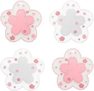 Sakura Coasters Set of 4 Kawaii Cup Mat Anti-Skid Pot Bowl Pad Placemats PVC Cherry Blossom Coaster for Drinks Coffee Table Cute Room Home Kitchen Decor Kawaii Desk Accessories(4.3in) Sakura Coasters Set of 4 Kawaii Cup Mat Anti-Skid Pot Bowl Pad Placemats PVC Cherry Blossom Coaster for Drinks Coffee Table Cute Room Home Kitchen Decor Kawaii Desk Accessories(4.3in)