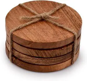 Samhita Acacia Wood Round Coasters Protection Tabletop,Countertop and Surfaces from Water Marks or Damage | Home & Office Decor | Housewarming Gift (Set of 4) (4" x 4" X 0.5") Samhita Acacia Wood Round Coasters Protection Tabletop,Countertop and Surfaces from Water Marks or Damage | Home & Office Decor | Housewarming Gift (Set of 4) (4" x 4" X 0.5")