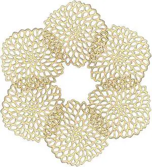 Sweet Elegance® Coasters Set of 6 Hollow PVC Coaster Cup Mats Thanksgiving Table Ornament Decorations for Home Festival (Gold Flowers) Sweet Elegance® Coasters Set of 6 Hollow PVC Coaster Cup Mats Thanksgiving Table Ornament Decorations for Home Festival (Gold Flowers)