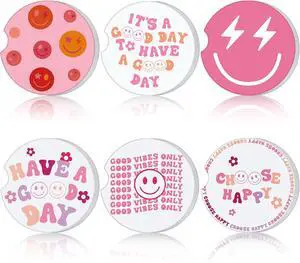Zubebe 6 Pcs Car Coasters for Women Ceramic, Ceramic and Cork, Cute Zubebe 6 Pcs Car Coasters for Women Ceramic, Ceramic and Cork, Cute