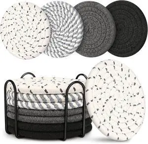 Coasters for Drinks, Coasters Set of 4 - Color, 8 Pack Coaster Set, Absorbent Coaster with Holder, Coffee Table Decor, Living Room Decor for House Warming Gifts Coasters for Drinks, Coasters Set of 4 - Color, 8 Pack Coaster Set, Absorbent Coaster with Holder, Coffee Table Decor, Living Room Decor for House Warming Gifts