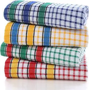 Large Kitchen Dish Towels, 16 Inch x 26 Inch Bulk Absorbent Cotton Kitchen Towels, 4 Pack Bright Colorful Tea/Bar Towel for Washing Drying Dishes and Household Large Kitchen Dish Towels, 16 Inch x 26 Inch Bulk Absorbent Cotton Kitchen Towels, 4 Pack Bright Colorful Tea/Bar Towel for Washing Drying Dishes and Household