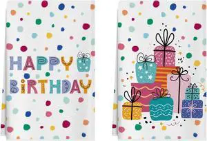 XCHI Happy Birthday Gifts Dish Towels Set of 2 Home Decorations 18x26 Inch XCHI Happy Birthday Gifts Dish Towels Set of 2 Home Decorations 18x26 Inch