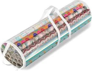 Whitmor 6044-4924 Clear Gift Wrap Organizer - Zippered Storage for 25 Rolls Whitmor 6044-4924 Clear Gift Wrap Organizer - Zippered Storage for 25 Rolls