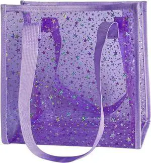 Transparent Tote Bag with Stars Pattern Print Transparent Tote Bag with Stars Pattern Print
