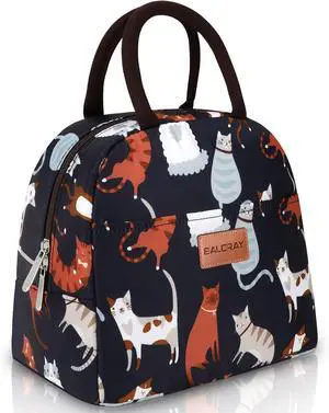 BALORAY Lunch Bag for Women Men Adult Lunch Box (Dark Blue With Cat), M BALORAY Lunch Bag for Women Men Adult Lunch Box (Dark Blue With Cat), M