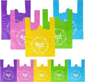 Thank You T-Shirt Plastic Bags Plastic Bulk Shopping Bags Restaurant Bag in Bulk Pink Green Yellow Purple Cyan Thank You T-Shirt Plastic Bags Plastic Bulk Shopping Bags Restaurant Bag in Bulk Pink Green Yellow Purple Cyan