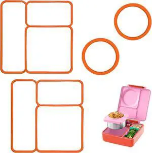 4-Pack Lid Seal Gaskets for OmieBox Kids Bento Box, Orange 4-Pack Lid Seal Gaskets for OmieBox Kids Bento Box, Orange