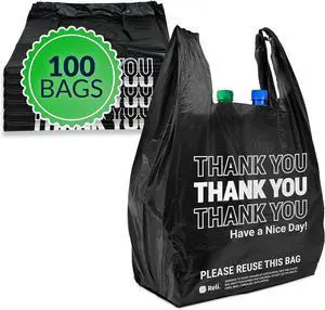 Reli. Thank You Plastic Bags | 100 Pack | Black Reli. Thank You Plastic Bags | 100 Pack | Black