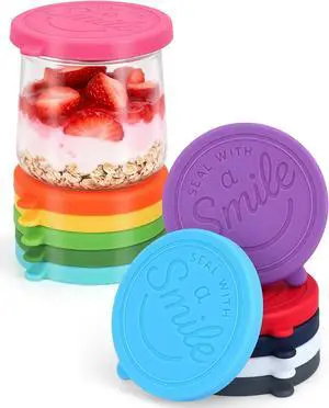 Oui Yogurt Jar Lids Silicone, 12 Pack Leak Proof and Reusable Oui Lids for 5oz Yogurt Glass Jars, Food-Grade and Colorful Silicone Oui Yogurt Jar Covers Oui Yogurt Jar Lids Silicone, 12 Pack Leak Proof and Reusable Oui Lids for 5oz Yogurt Glass Jars, Food-Grade and Colorful Silicone Oui Yogurt Jar Covers