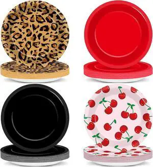 48Pcs Leopard Print Party Paper Plates 7Red and Black Cherry Birthday Party Supplie Leopard Cherry Theme Disposable Dessert Dinner Plate Tableware for Girls Women Wedding Coquette Party Decoration 48Pcs Leopard Print Party Paper Plates 7Red and Black Cherry Birthday Party Supplie Leopard Cherry Theme Disposable Dessert Dinner Plate Tableware for Girls Women Wedding Coquette Party Decoration