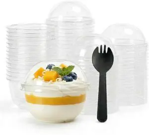 8oz Clear Plastic Dessert Cups with Dome Lids and Spoons 20 Pack 8oz Clear Plastic Dessert Cups with Dome Lids and Spoons 20 Pack